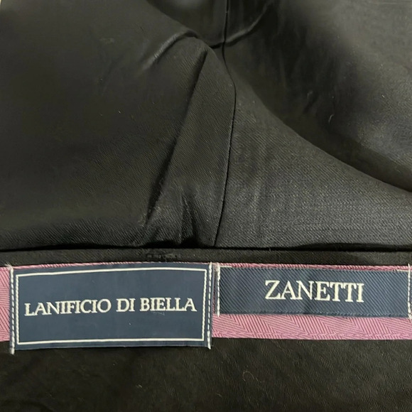 Zanetti Porto Pure Wool Suit Pants in Black - Unhemmed - NWOT - Size 42L - Picture 4 of 5